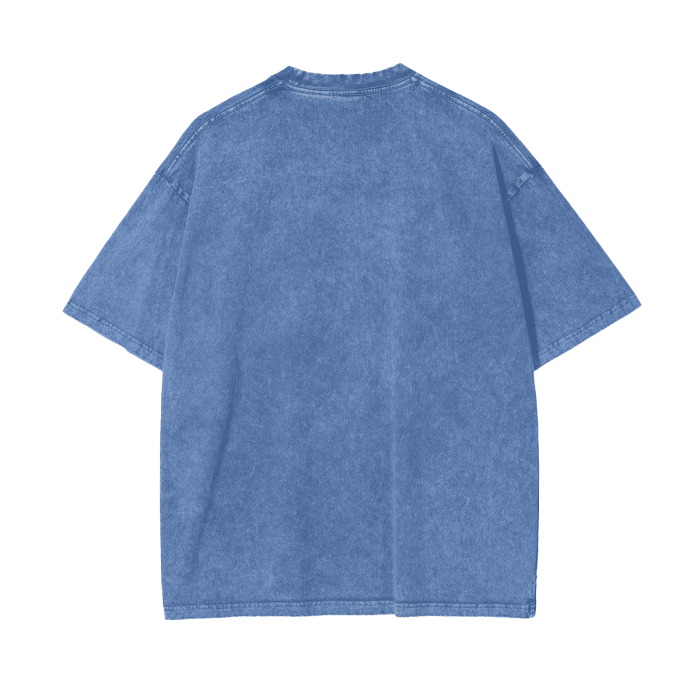 "Peach" acid-washed heavyweight cotton tee by ArtistNatalie, close-up view