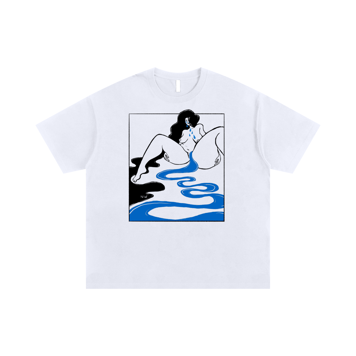 "Too Much" heavyweight cotton tee by ArtistNatalie, front view