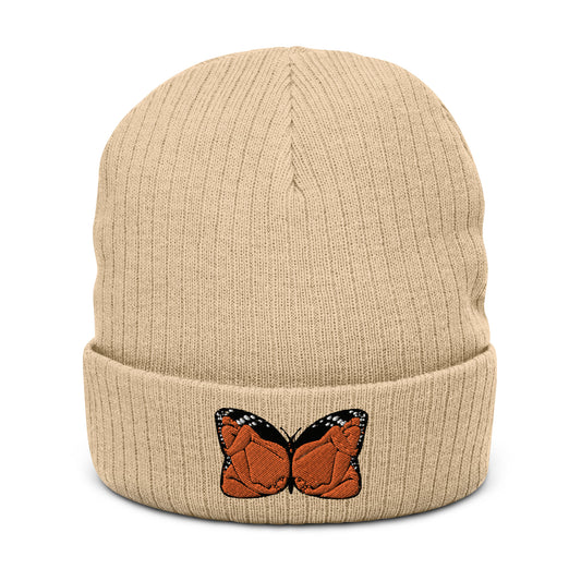 "Monarch" ribbed knit beanie by ArtistNatalie, beige