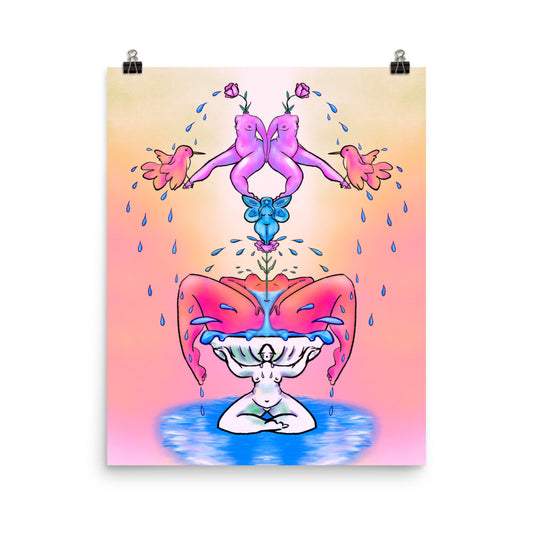 "Bird Bath" art print by ArtistNatalie, print detail