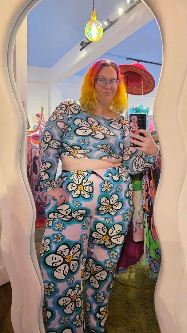 Customer wearing Flower Power Straight Leg Pants | 100% Cotton