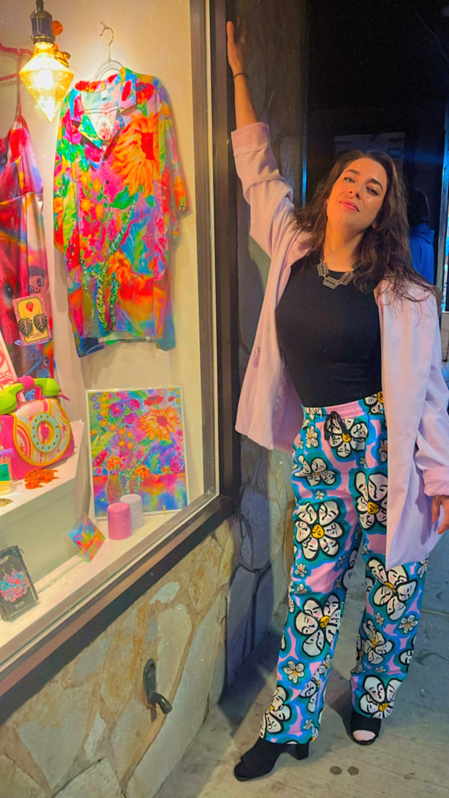 Customer wearing Flower Power Straight Leg Pants | 100% Cotton