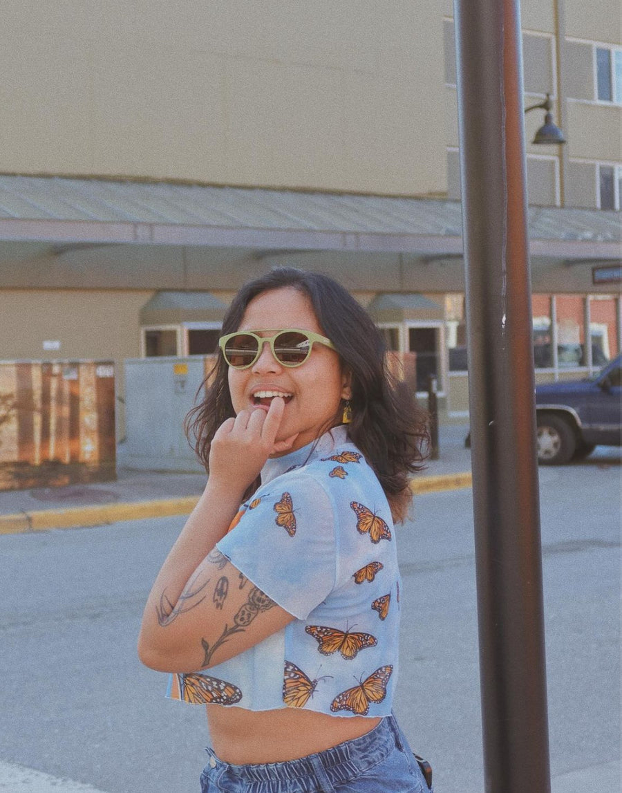 "Carried Away" mesh ultra-cropped top by ArtistNatalie, photo 5Carried Away Short Sleeve Mesh Ultra-Cropped Top