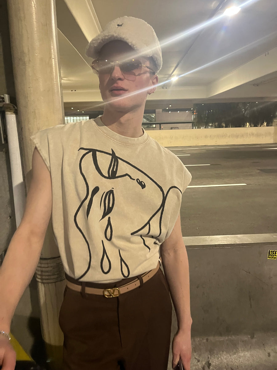 Customer wearing Feel Acid Wash 100% Cotton T-Shirt