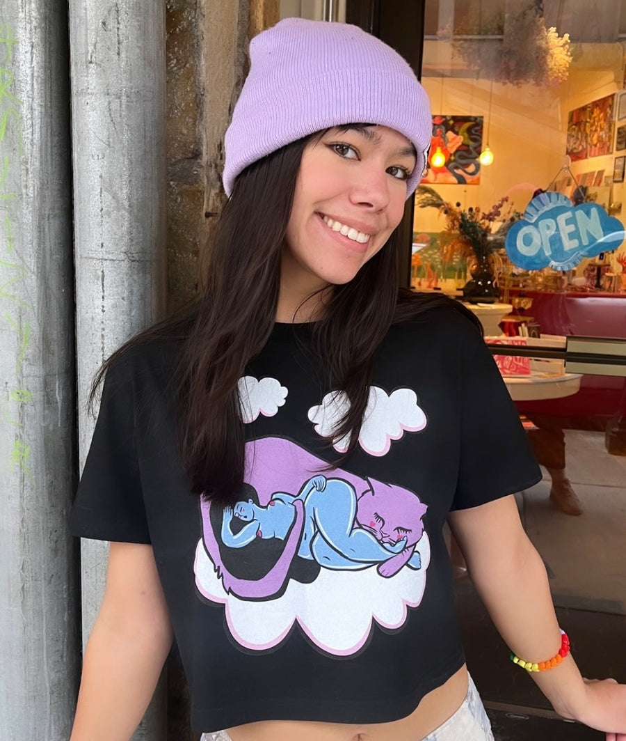 Customer wearing Cat Nap Baby Tee