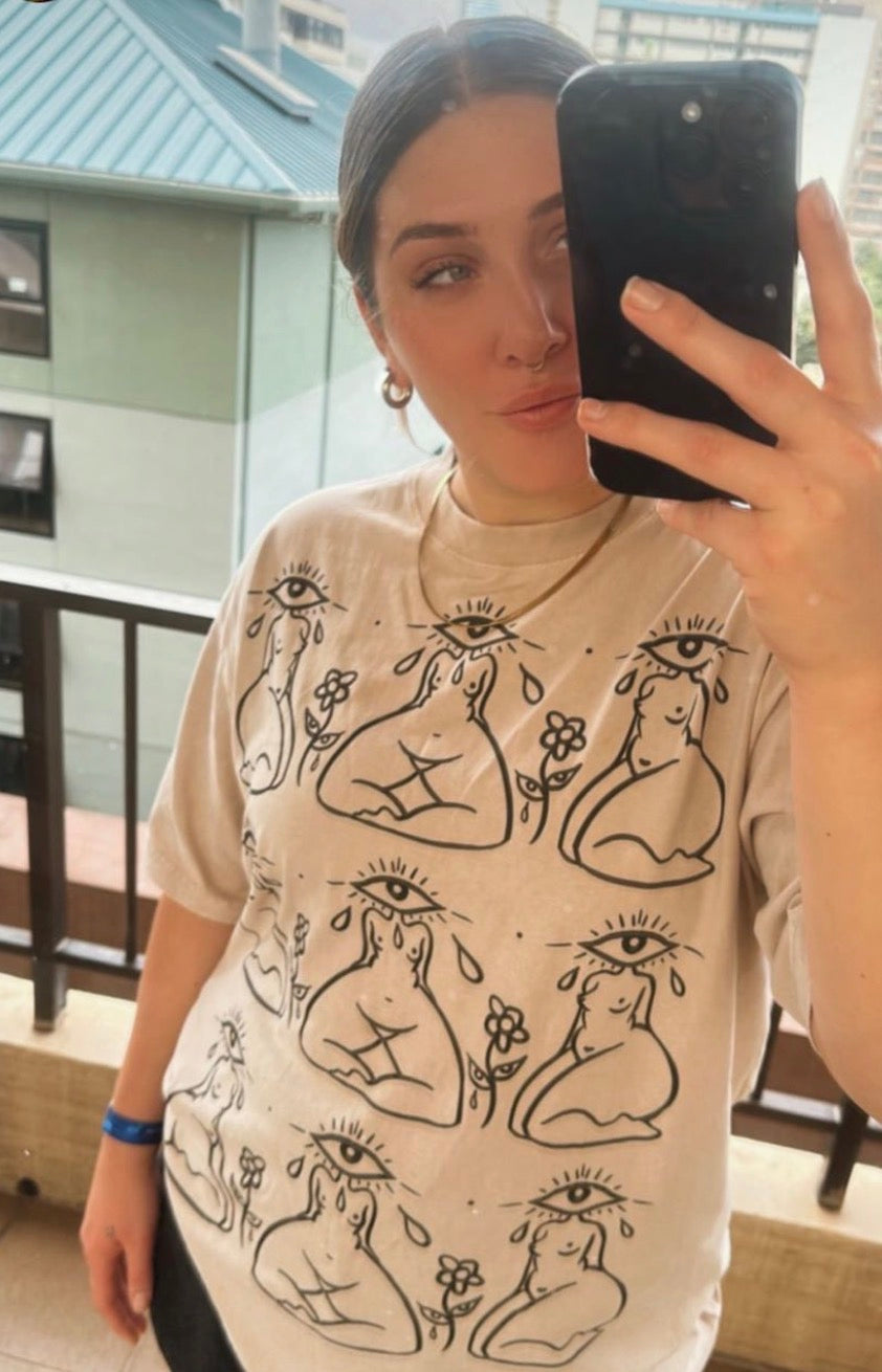Customer wearing Everywhere I Look Acid Washed 100% Cotton T-Shirt