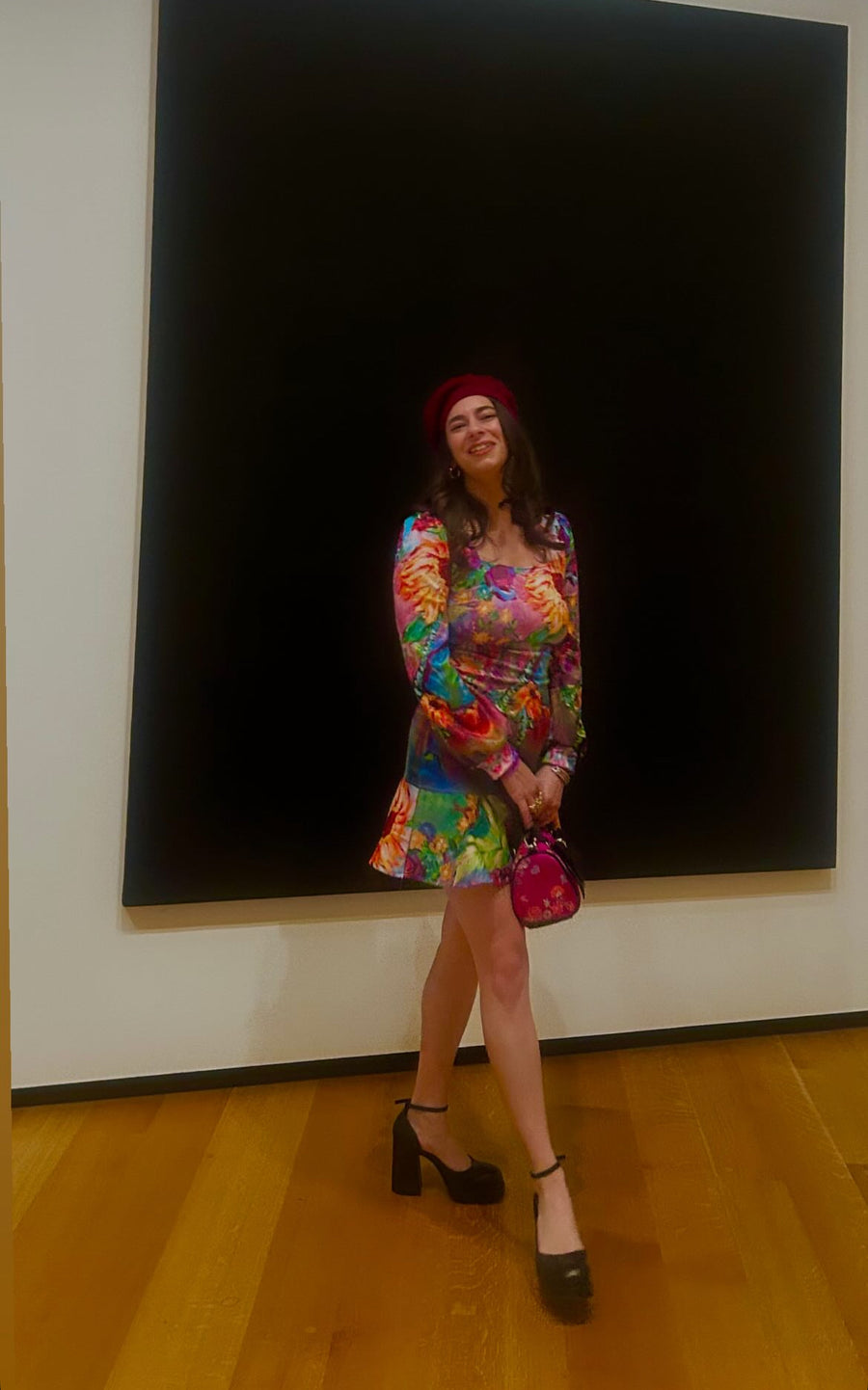 Customer wearing Sunflower Daydream Ruffle Mini Dress