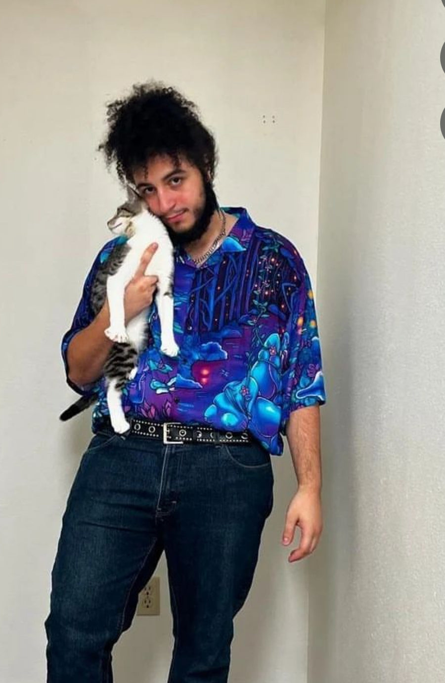 Customer wearing The Softest Thing in the World Rayon Button Up Shirt