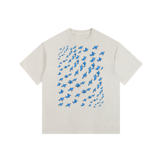 "Little Birds" retro washed cotton tee by ArtistNatalie