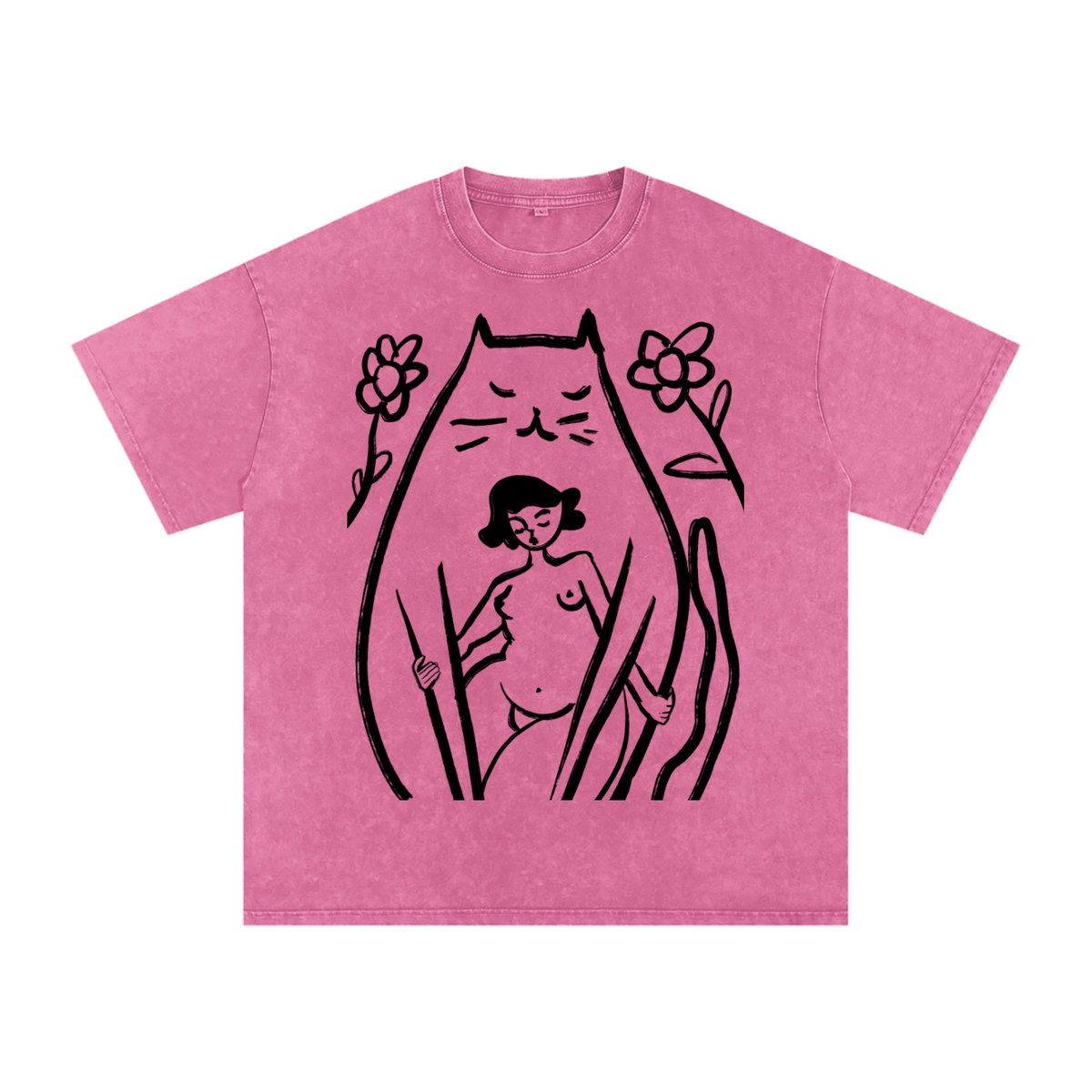"Body Guard" acid-washed heavyweight cotton tee by ArtistNatalie, front view