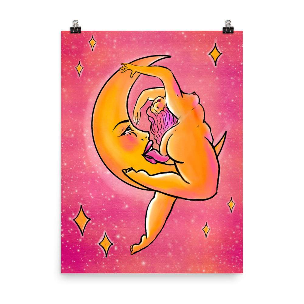 "Cosmic Snack" art print by ArtistNatalie, framed in a room setting