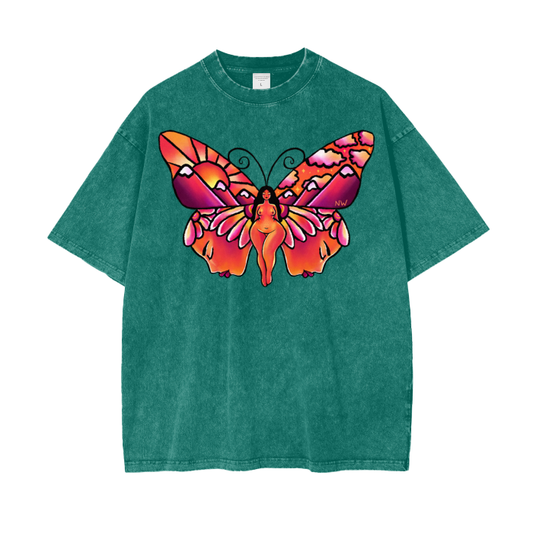 "Truest Reflection" acid-washed heavyweight cotton tee by ArtistNatalie, front view