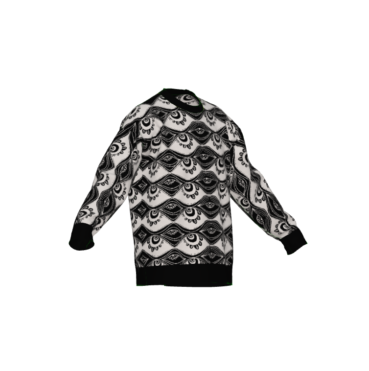 "Eyes on Me" woven sweater by ArtistNatalie, back view