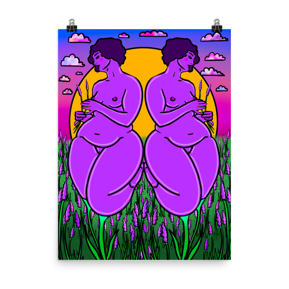 "Lavender" art print by ArtistNatalie, framed in a room setting