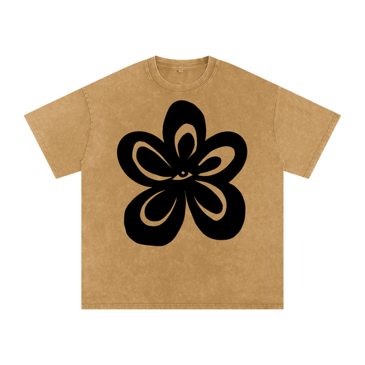 "Center" acid-washed heavyweight cotton tee by ArtistNatalie, front view