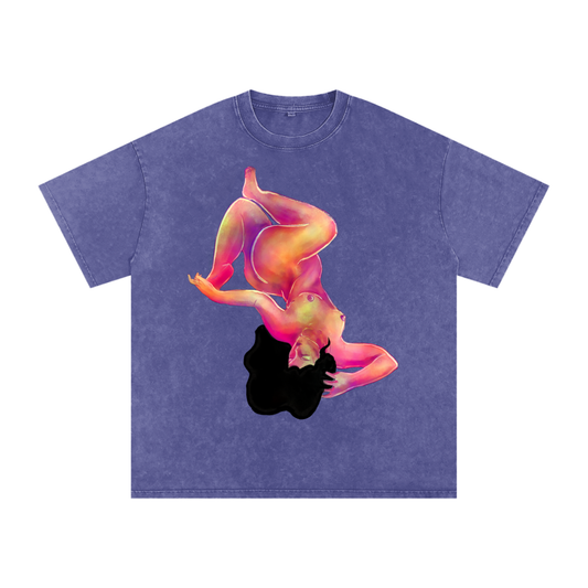 "Thank You For Letting Me Be Myself" acid-washed cotton tee by ArtistNatalie, front view