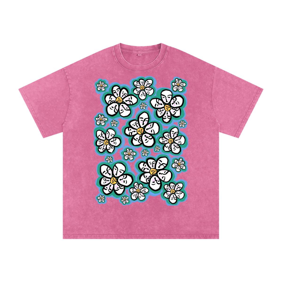 "Continuing" acid-washed heavyweight cotton tee by ArtistNatalie, front view