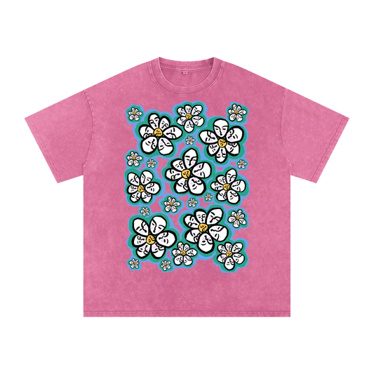 "Continuing" acid-washed heavyweight cotton tee by ArtistNatalie, front view