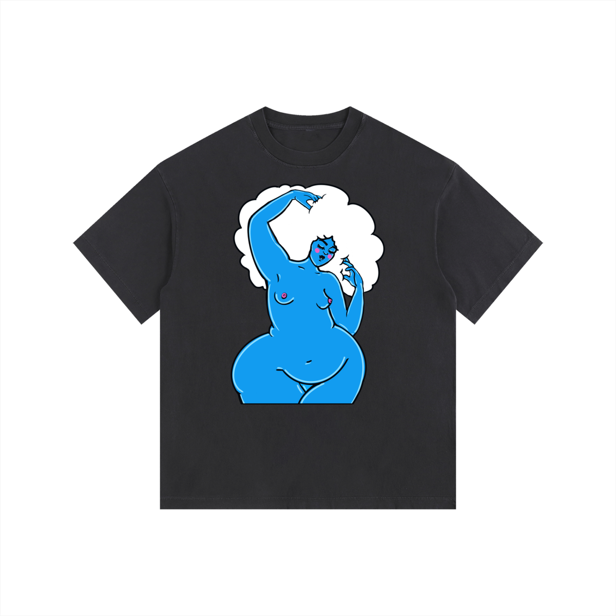 "Cloudy" retro washed cotton tee by ArtistNatalie, photo 5