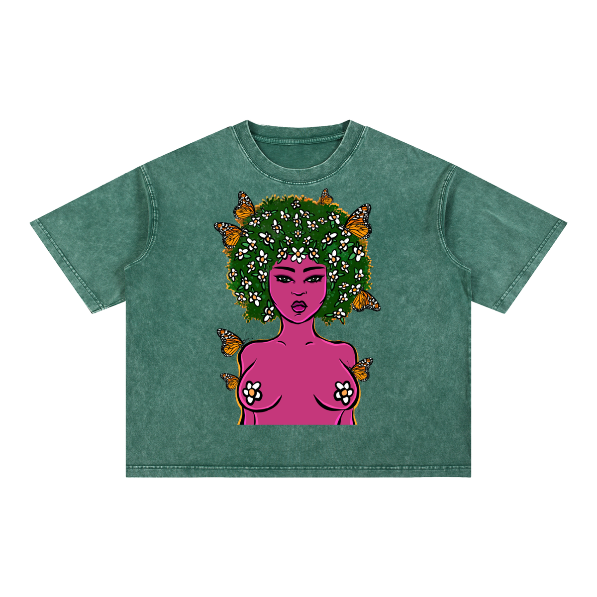 "Garden" boxy cotton tee by ArtistNatalie