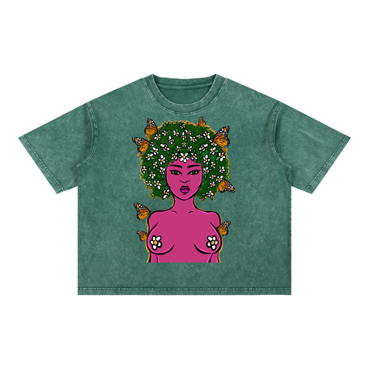 "Garden" boxy cotton tee by ArtistNatalie