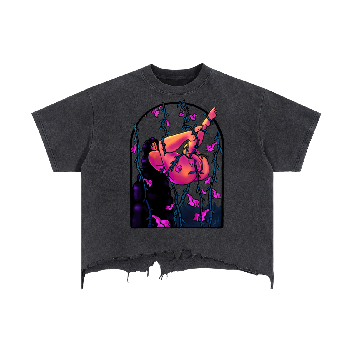 "Surrender" distressed boxy cotton tee by ArtistNatalie