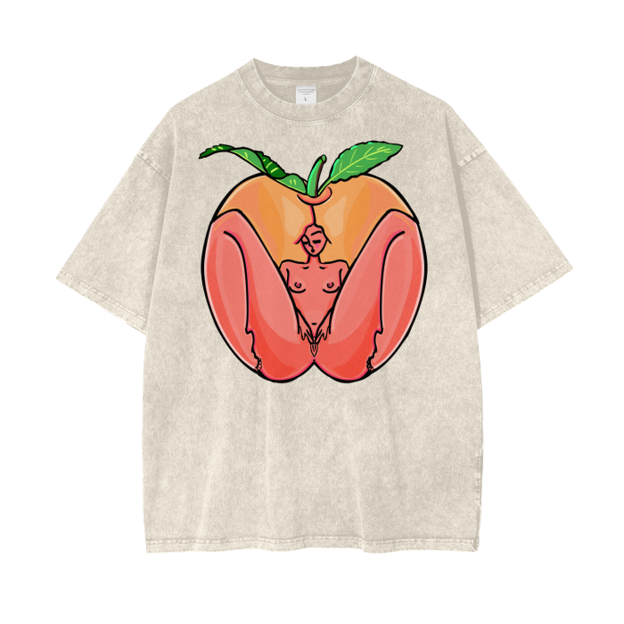 "Peach" acid-washed heavyweight cotton tee by ArtistNatalie, photo 9
