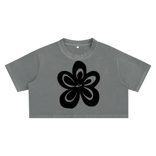 "Eye Grow" cloudwash ultra crop tee by ArtistNatalie, front view