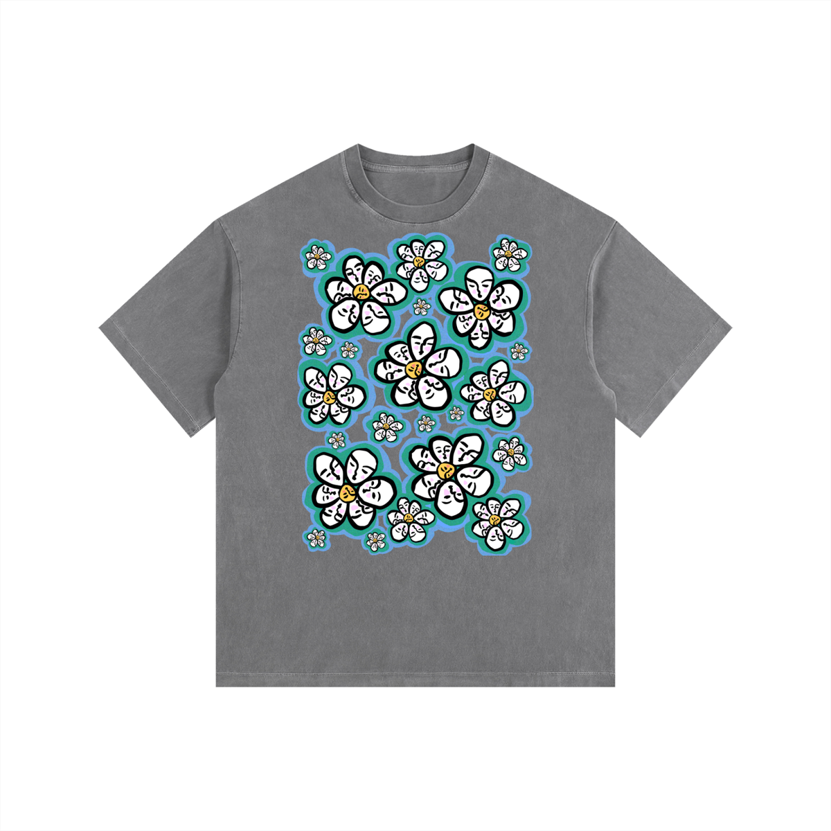 "Flower Power" retro washed cotton tee by ArtistNatalie, photo 5