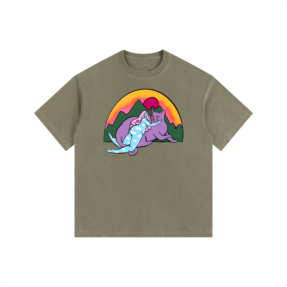 "Big Like Mountains" retro washed cotton tee by ArtistNatalie