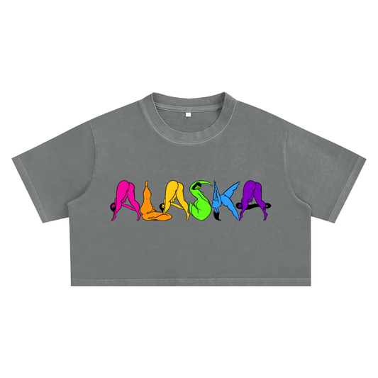 "Alaska" cloudwash ultra cropped tee by ArtistNatalie