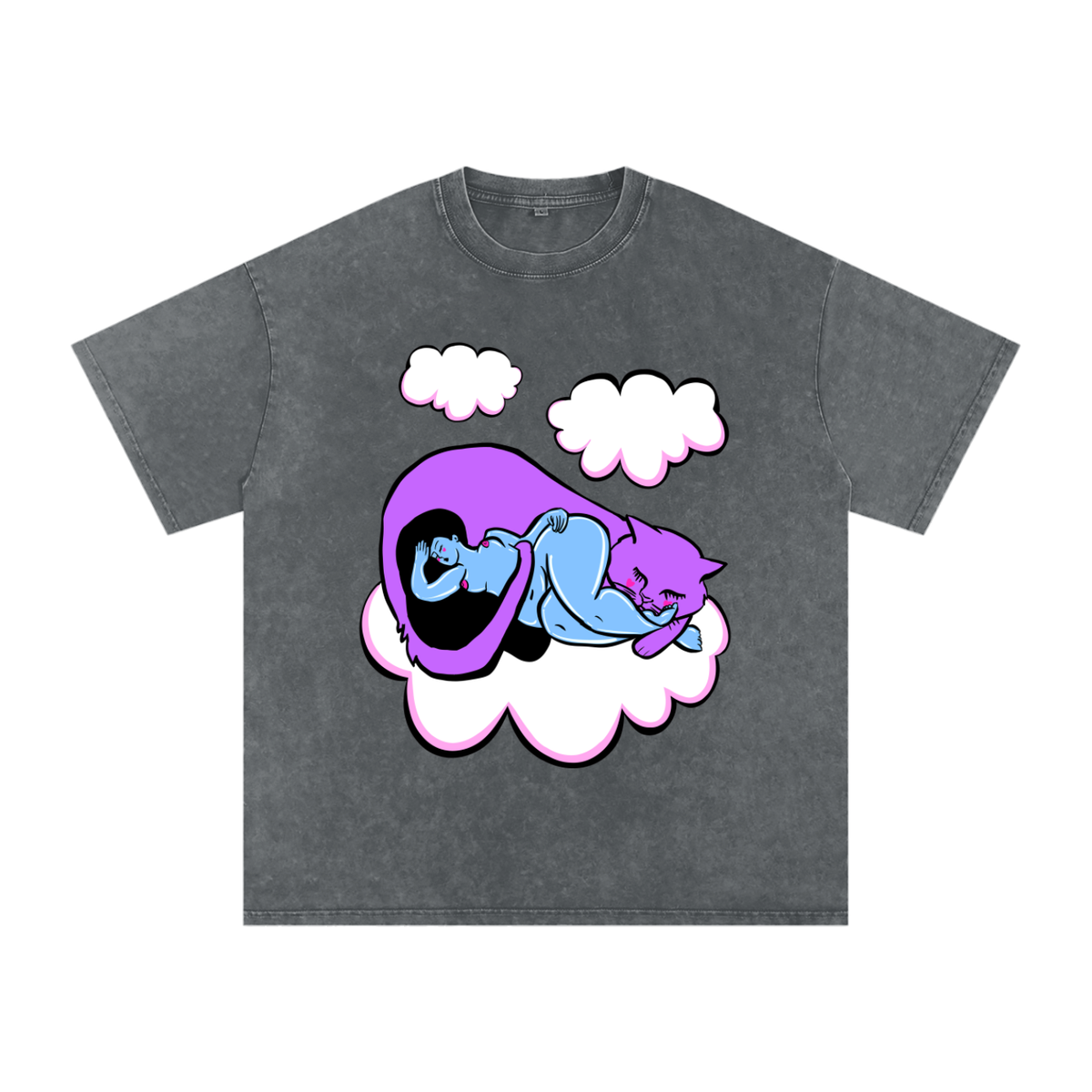 "Cat Nap" acid-washed heavyweight cotton tee by ArtistNatalie, photo 7