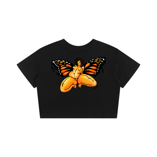 "Take Your Wings And Go" fitted baby tee by ArtistNatalie, front view
