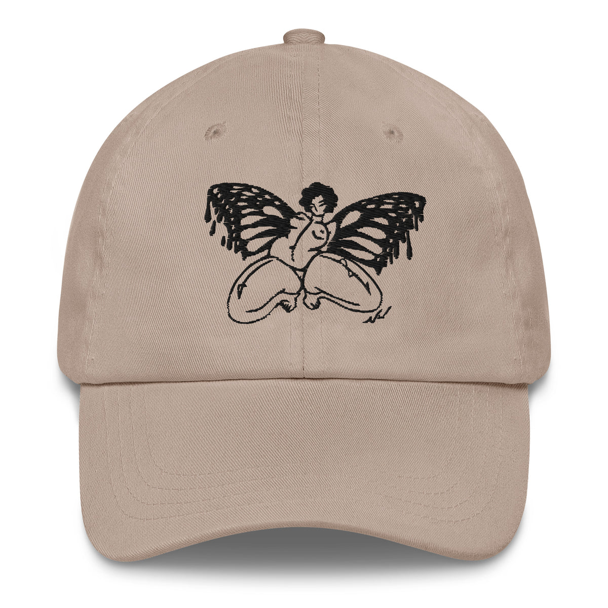 "Take Your Wings And Go" embroidered dad hat by ArtistNatalie, front view