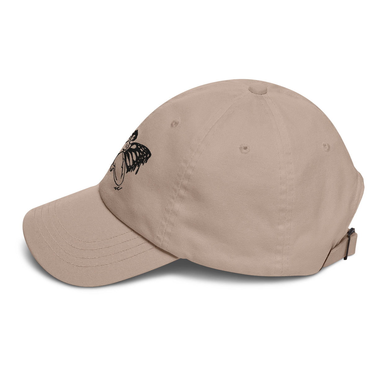 "Take Your Wings And Go" embroidered dad hat by ArtistNatalie, back view