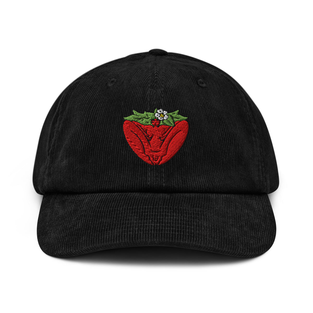 "Strawberry" corduroy hat by ArtistNatalie, front view