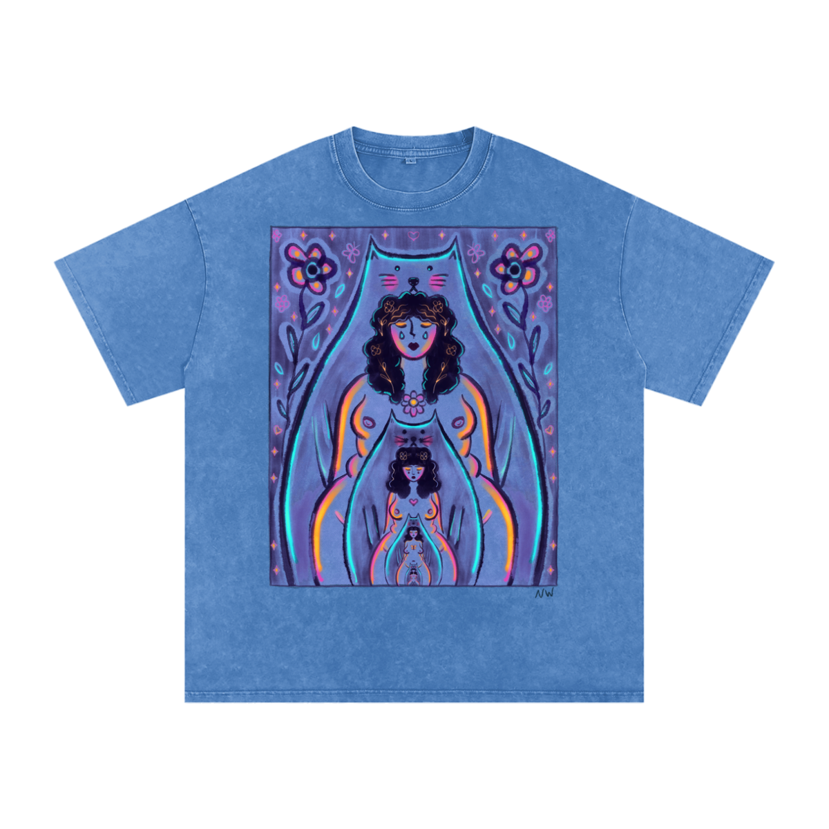 "Endless Being" acid-washed heavyweight cotton tee by ArtistNatalie, alternate view