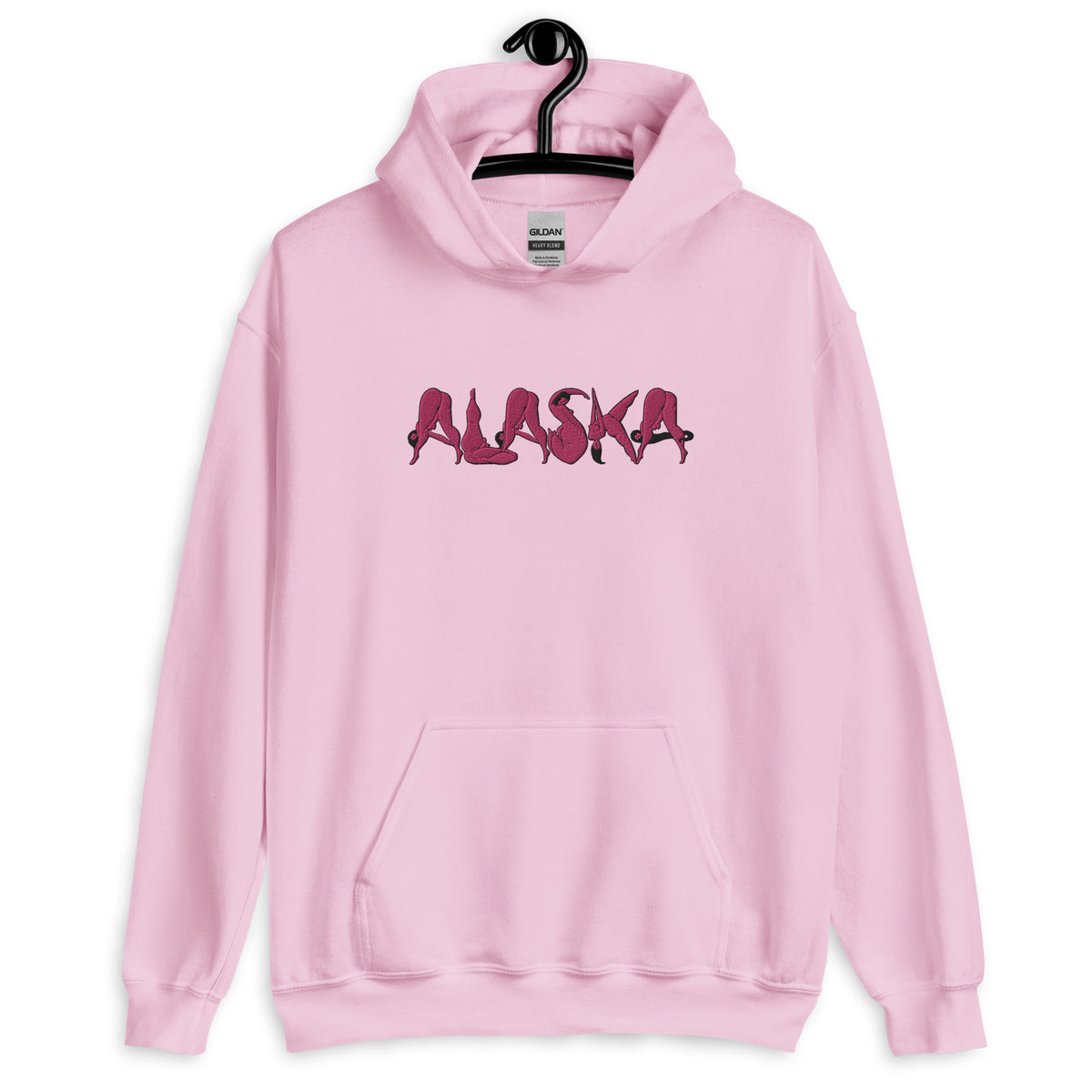 "Alaska" embroidered heavy blend hoodie by ArtistNatalie, pink