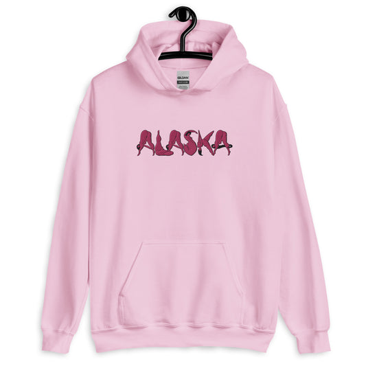 "Alaska" embroidered heavy blend hoodie by ArtistNatalie, pink