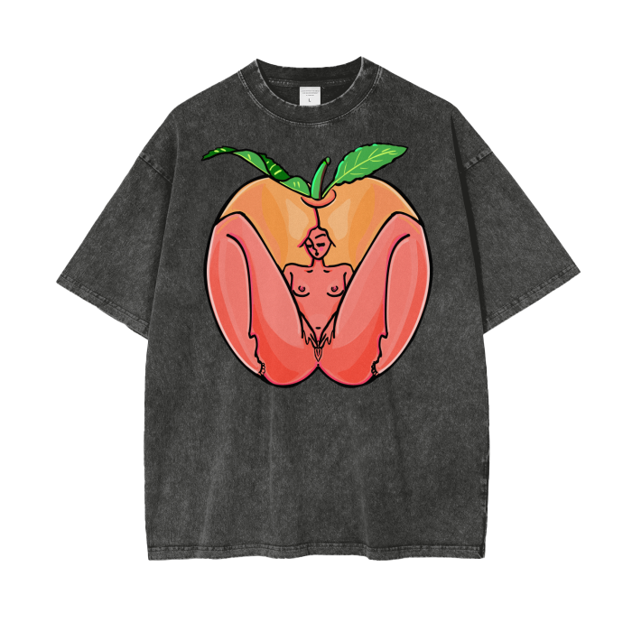 "Peach" acid-washed heavyweight cotton tee by ArtistNatalie, photo 15