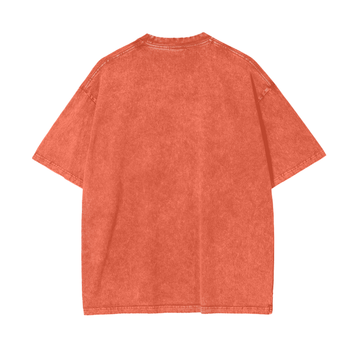"Cosmic Wonder" acid-washed heavyweight cotton tee by ArtistNatalie, close-up view