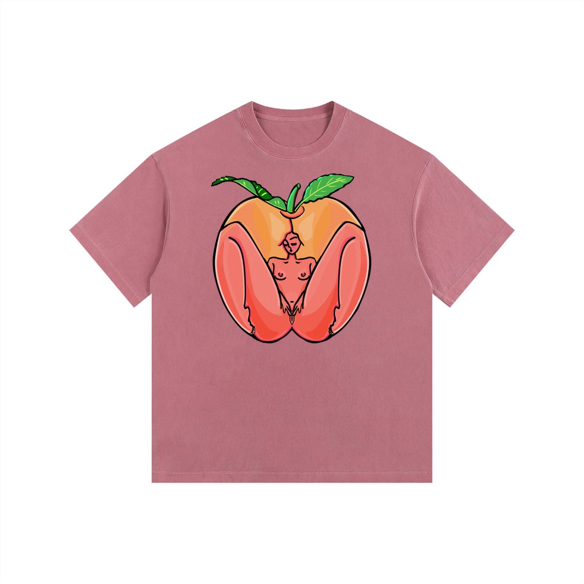 "Peach" retro washed cotton tee by ArtistNatalie
