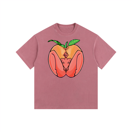 "Peach" retro washed cotton tee by ArtistNatalie