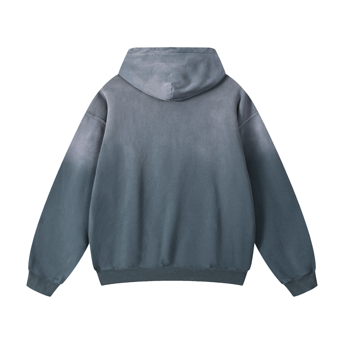 "Rainbow Alaska" heavyweight sunfade hoodie by ArtistNatalie, Gray Blue, back view