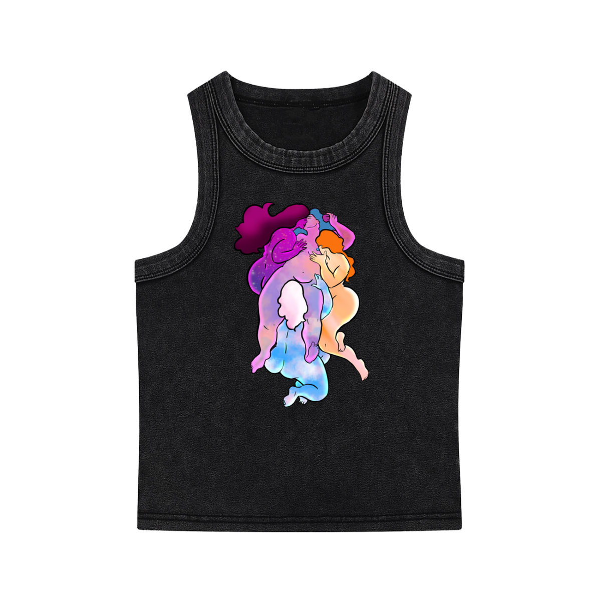 Adaptation of The Cursed Woman heavyweight washed tank top by ArtistNatalie, front view
