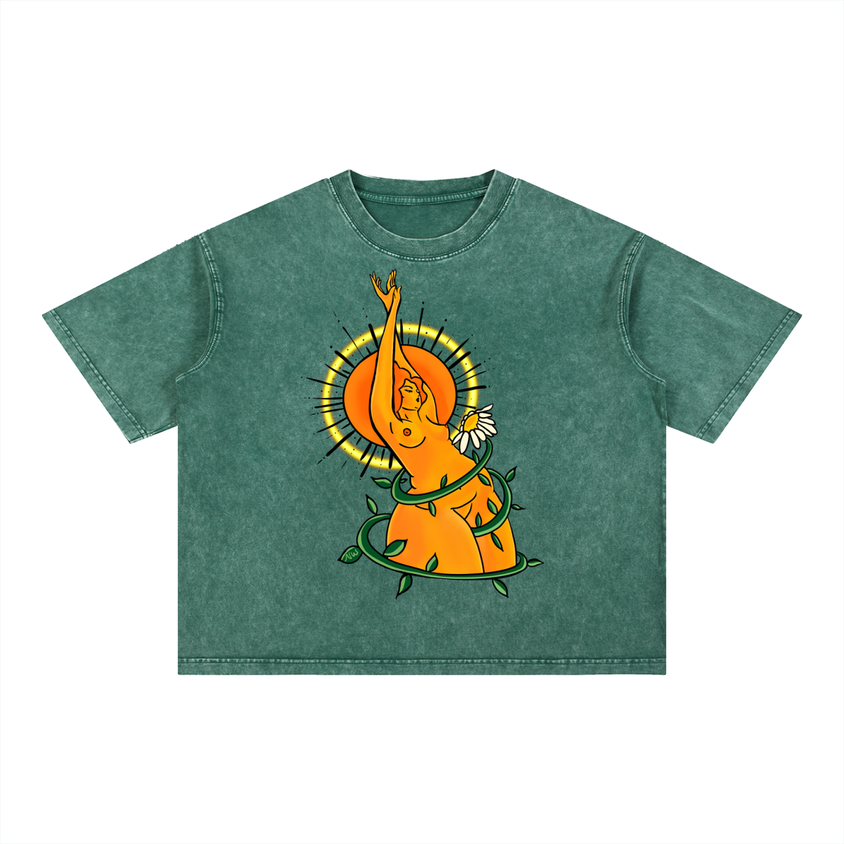 "Solar Power" boxy cotton tee by ArtistNatalie