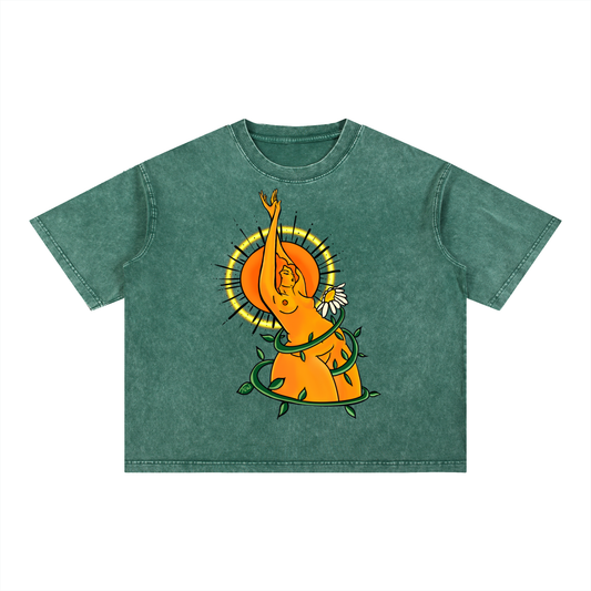 "Solar Power" boxy cotton tee by ArtistNatalie