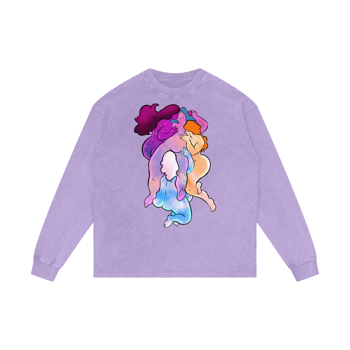 "Adaptation of The Cursed Woman" acid washed cotton long sleeve tee by ArtistNatalie