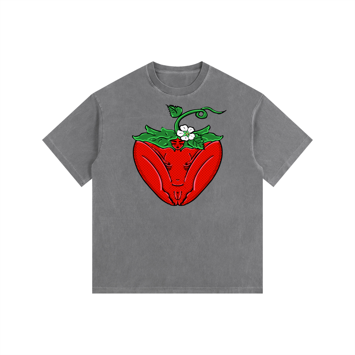 "Strawberry" retro washed cotton tee by ArtistNatalie, photo 3