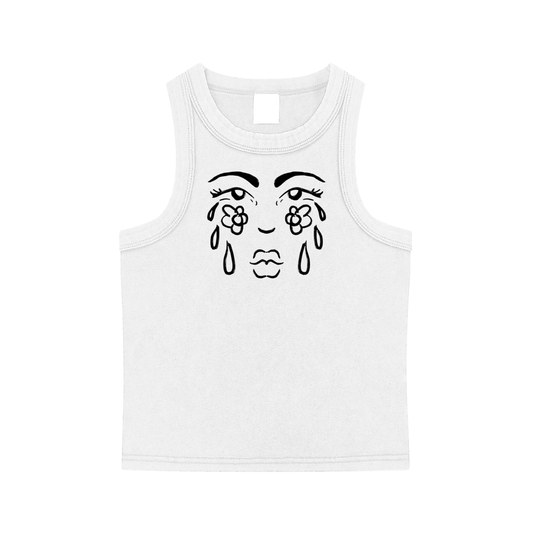 Cry Flowers heavyweight washed tank top by ArtistNatalie, front view